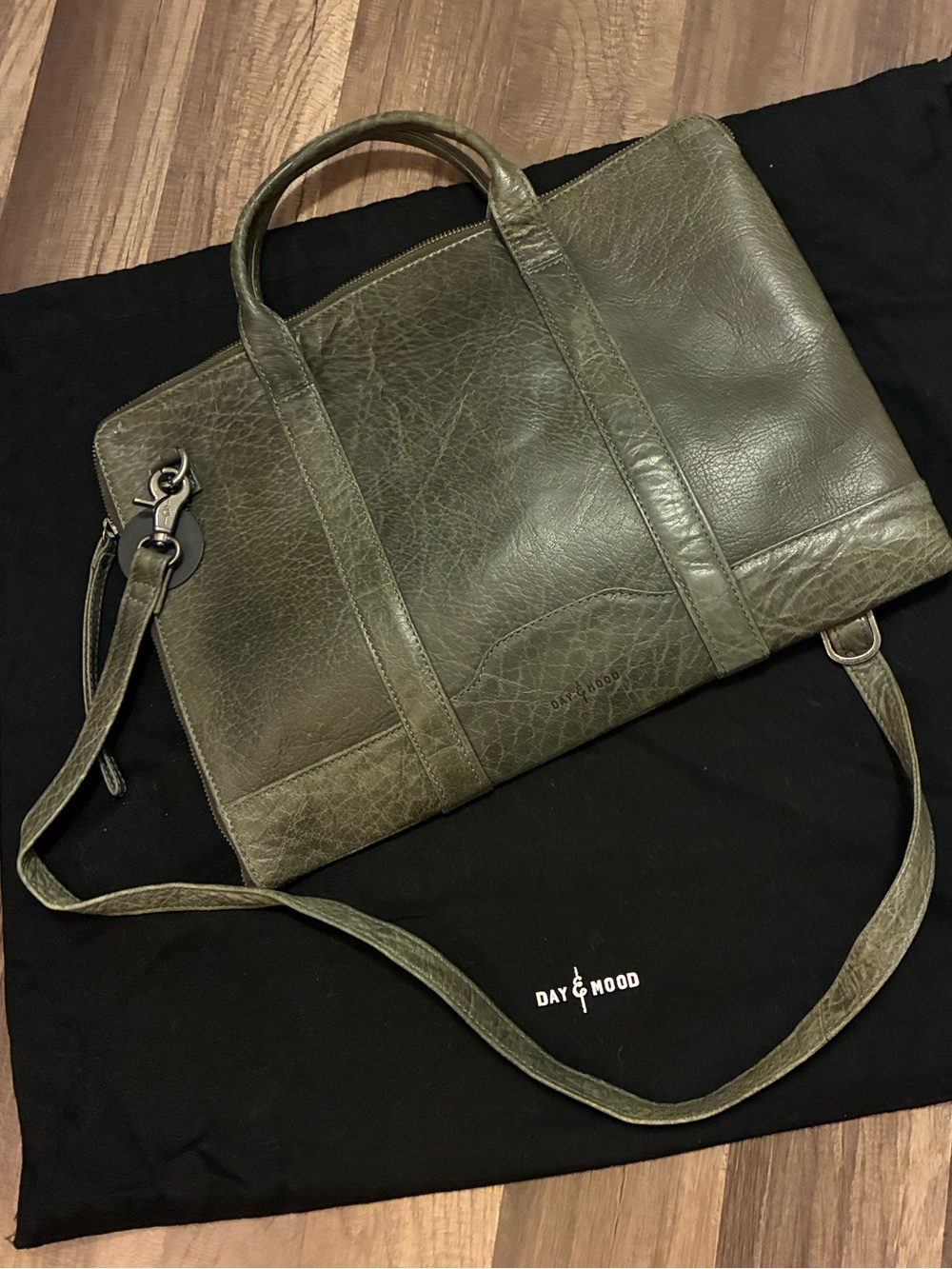 Gorgeous Gray Leather Day & Mood Laptop Bag With Dust Bag- Like New